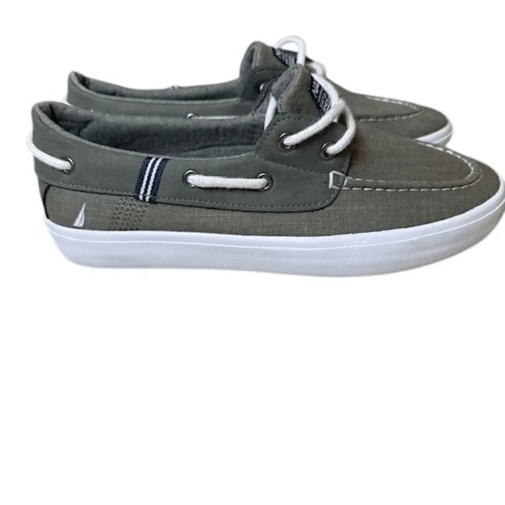 Nautica Spinnaker Boat Shoe Washed Burlap‎ Malad Dusty Olive Green 8